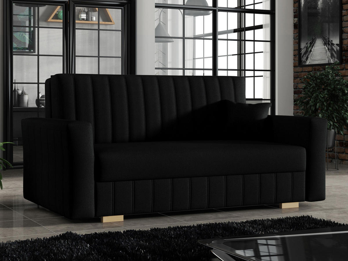 SCHLAFSOFA Viva Glam III - Schwarz/Naturfarben, Holz/Kunststoff (160/85/98cm) - MIRJAN24