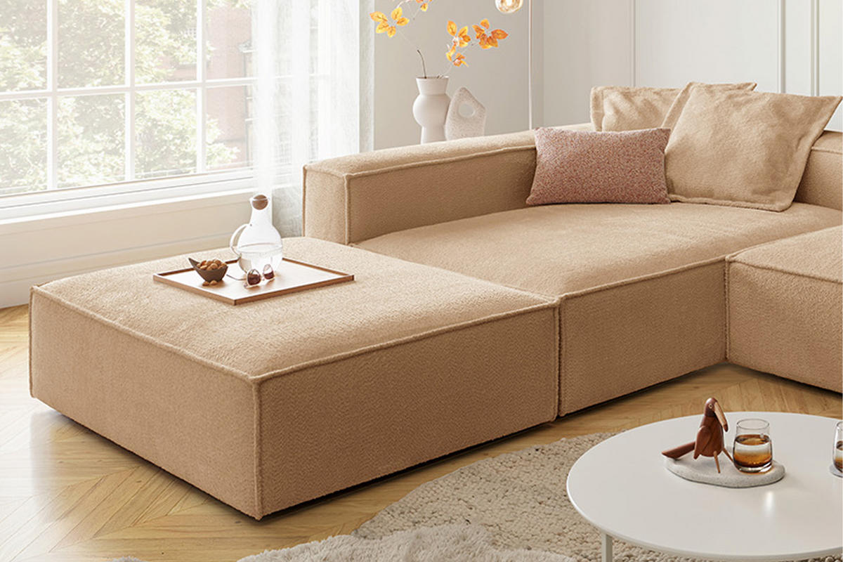 ECKSOFA CARMO Braun Flachgewebe - Dunkelbraun/Schwarz, Kunststoff/Textil (306/191cm) - KAWOLA