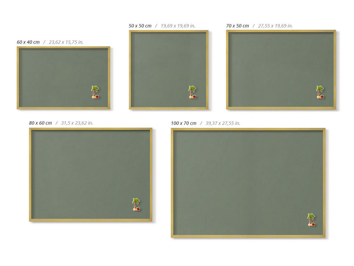 MAGNETTAFEL 70x50 cm Goldener Rahmen Oliv - Nussbaumfarben, Metall (70/50/0.4cm) - TULUP