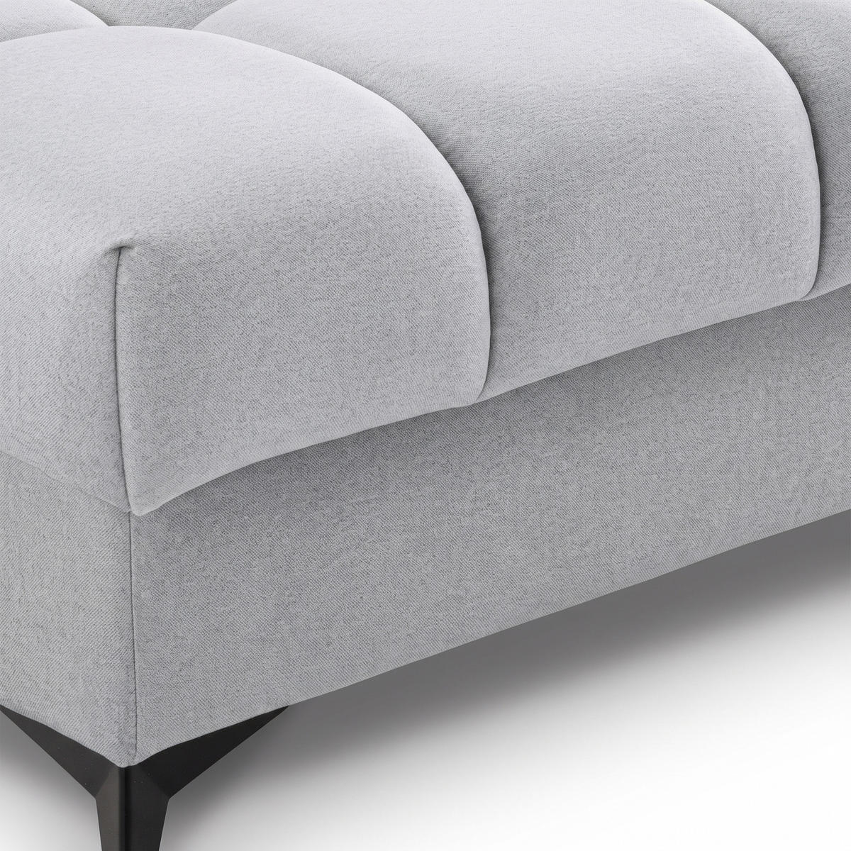 ECKSOFA PUDDING L Links mit Schlaffunktion 125x195 Velours Hellgrau - Hellgrau/Schwarz, Holz/Textil (203/275cm) - Muffo
