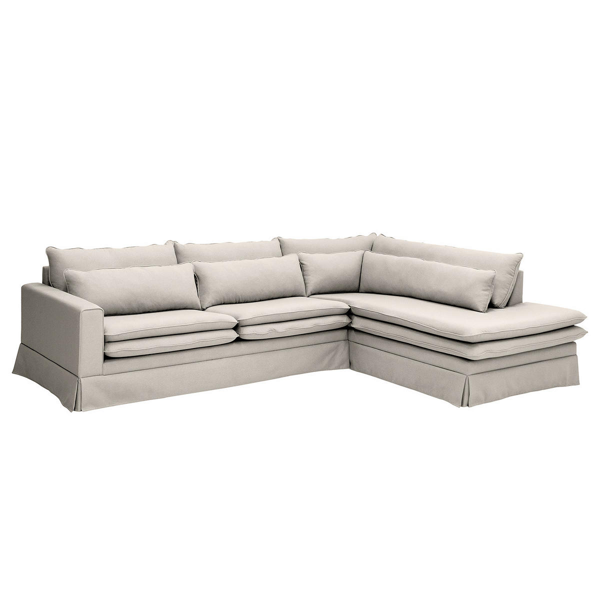 ECKSOFA mit Husse - Ottomane, Webstoff - Hellgrau/Schwarz, Kunststoff/Textil (299/222cm) - home24