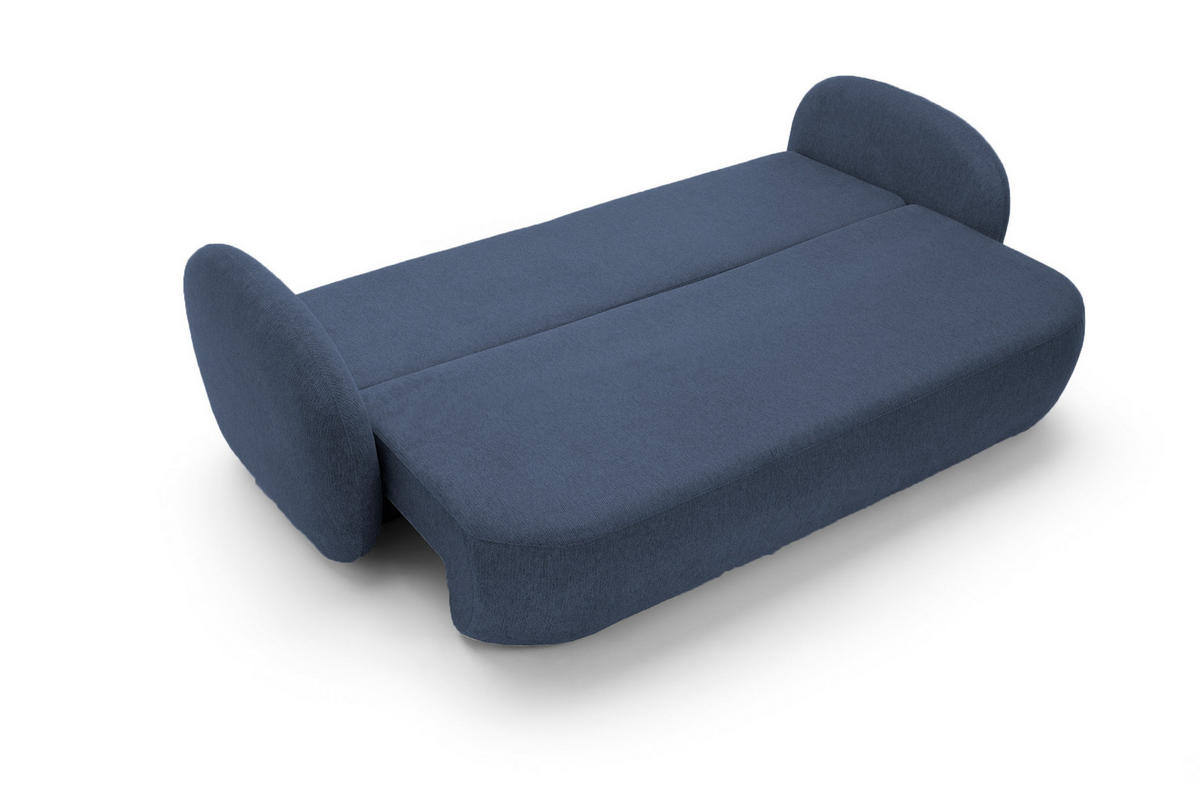 SOFA OLIO Mit Schlaffunktion Und Bettkasten, Bonell-Taschenfederung, Aragon-Stoff, lose Rückenkissen, freistehend, 238x101x86 cm Blue - Blau, Holz/Textil (238/86/101cm) - DomoHome