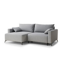 ECKSOFA MIT SCHLAFFUNKTION Leon Hellgrau Webstoff - Hellgrau/Schwarz, Holz/Holzwerkstoff (148/239cm) - Maison de Reve