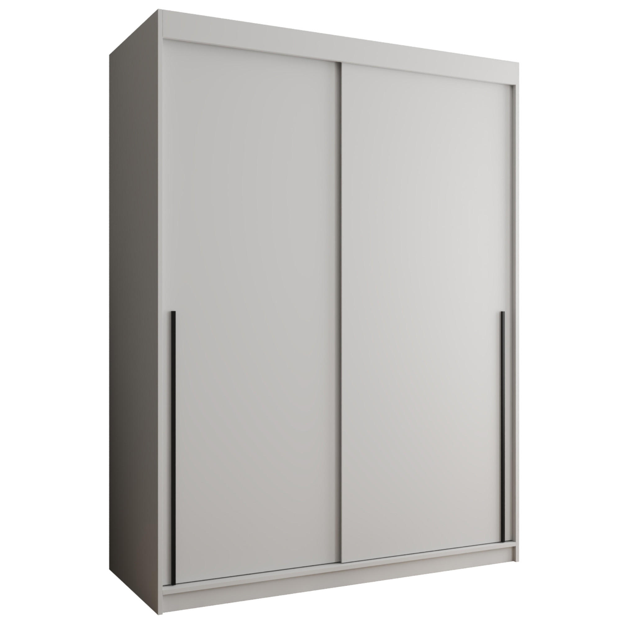 SCHIEBETÜRENSCHRANK 150 cm Breite, weiß mit schwarzem Griff - Schwarz/Weiß, Holzwerkstoff (150/200/62cm) - Home Collective