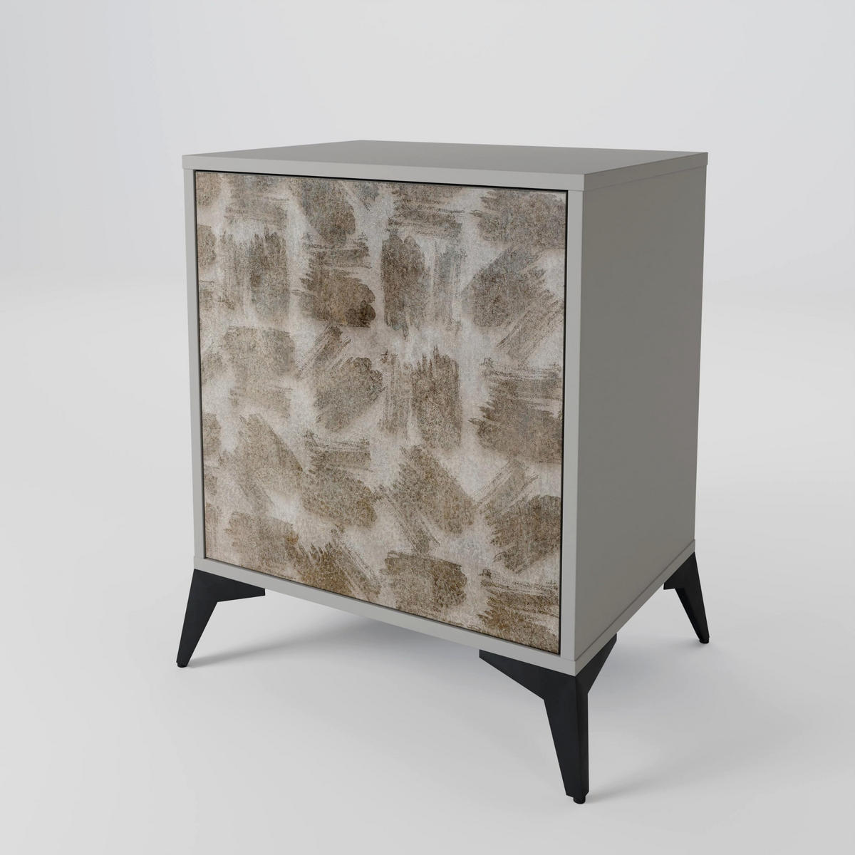 SIDEBOARD SLIGHTLY BLURRED, Grau, 57,5x42x72,5 cm, Schwarze Metallfüße - Multicolor/Schwarz, Holzwerkstoff/Metall (57.5/72.5/42cm) - SpaceRebels
