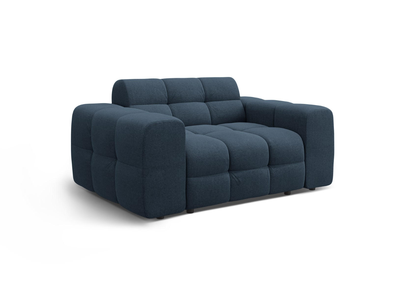 SOFA Kendal aus strukturiertem Stoff marineblau 2 Sitzplätze - Blau, Textil (156/79/103cm) - Micadoni