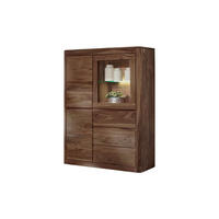 VITRINE Sheesham 109x40x145 rot-braun gebeizt TORONTO #109 - Dunkelbraun, Holz (109/145/40cm) - Massivmoebel24