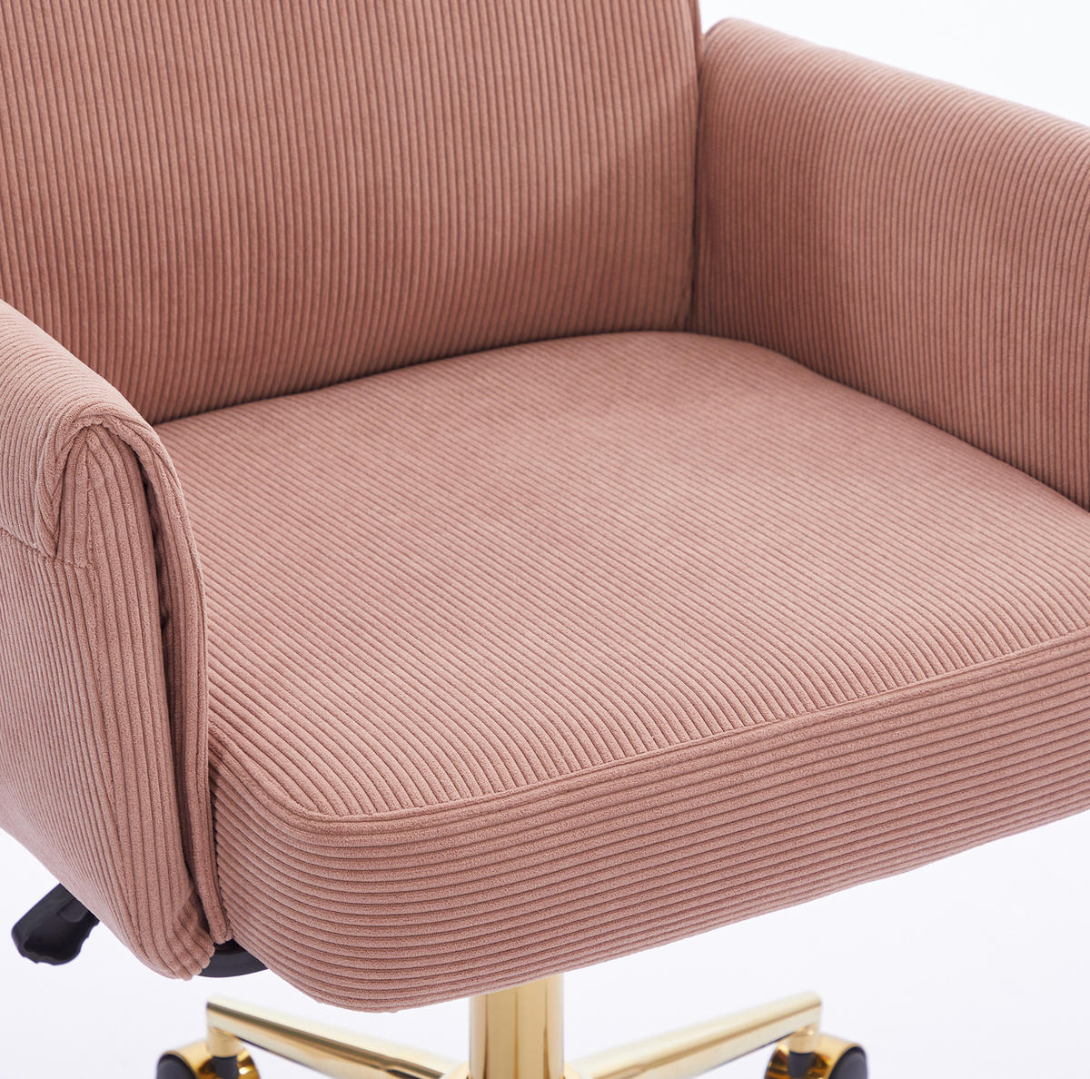 BÜRODREHSTUHL ergonomisch Cord Pink mit goldfarbener Basis - Pink, Kunststoff (61/107/64cm) - Meubliv