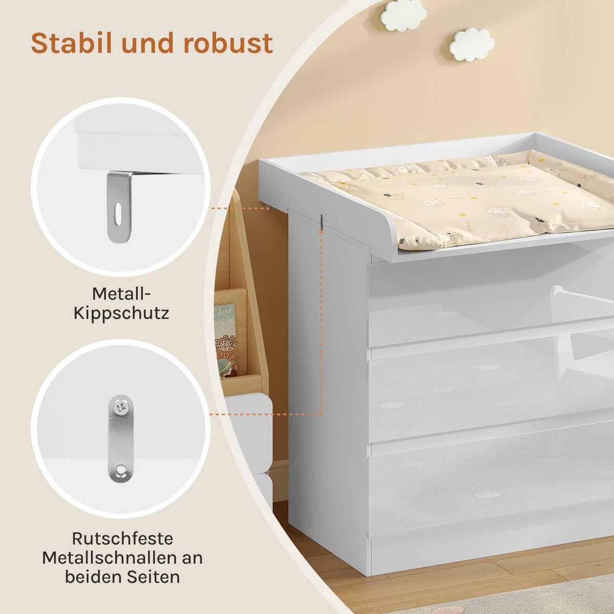 WICKELAUFSATZ 80x10.5x78.5 cm, 46.5-50 cm tief, Weiß - Weiß, Holzwerkstoff (80/10.5/78.5cm) - Woltu
