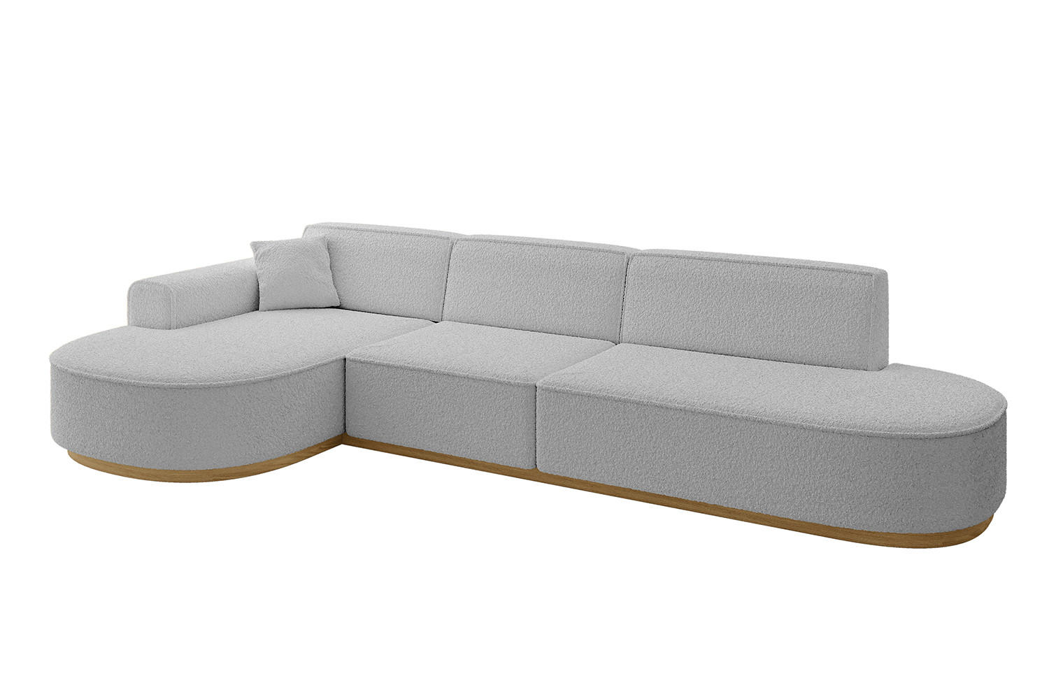 ECKSOFA Ottomane Links MARI-L2-v2 - 328x171x83 cm Hellgrau Bouclé - Hellgrau, Holzwerkstoff/Textil (328/171cm) - ALTDECOR