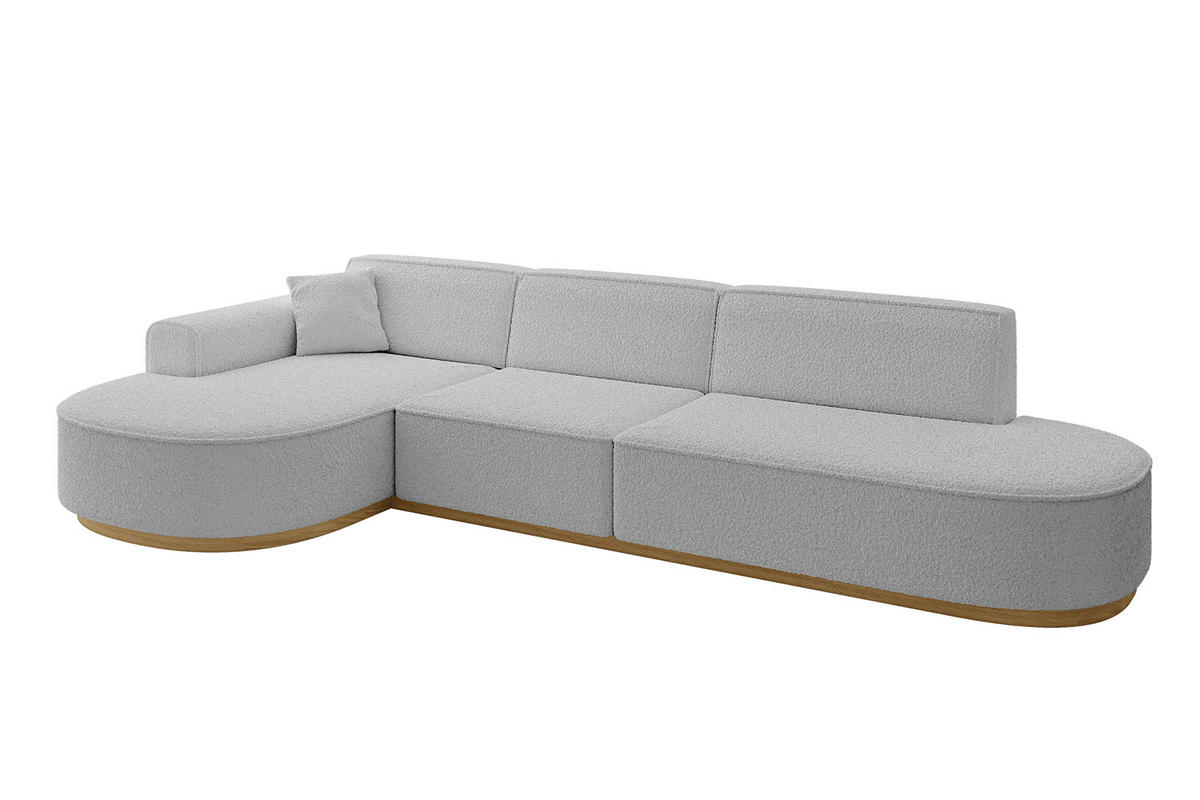 ECKSOFA Ottomane Links MARI-L2-v2 - 328x171x83 cm Hellgrau Bouclé - Hellgrau, Holzwerkstoff/Textil (328/171cm) - ALTDECOR