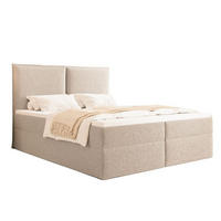 BOXBETT Hellbeige mit topper 120x200 PILLOW - Creme, Holzwerkstoff (120/200cm) - Compleo24
