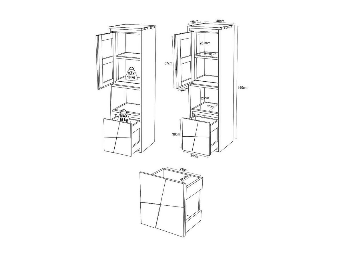BADSCHRANK - 40 cm x 35 cm - holz - naturfarben hell Sumbawa - Naturfarben, Holz (40/140/35cm) - Vente-Unique