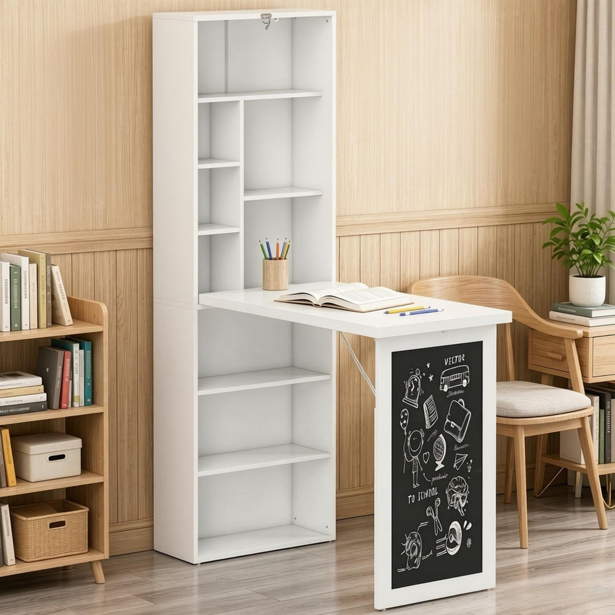 SCHREIBTISCH klappbarer Home Office Tisch 98 x 51 x 153 cm - Weiß, Holzwerkstoff (51/98/153cm) - Gisaae