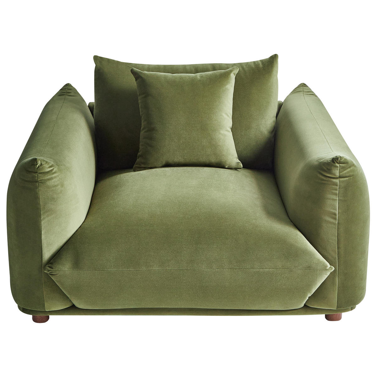 SESSEL Samtstoff Grün Luvos - Braun/Grün, Textil (120/74/108cm) - Beliani