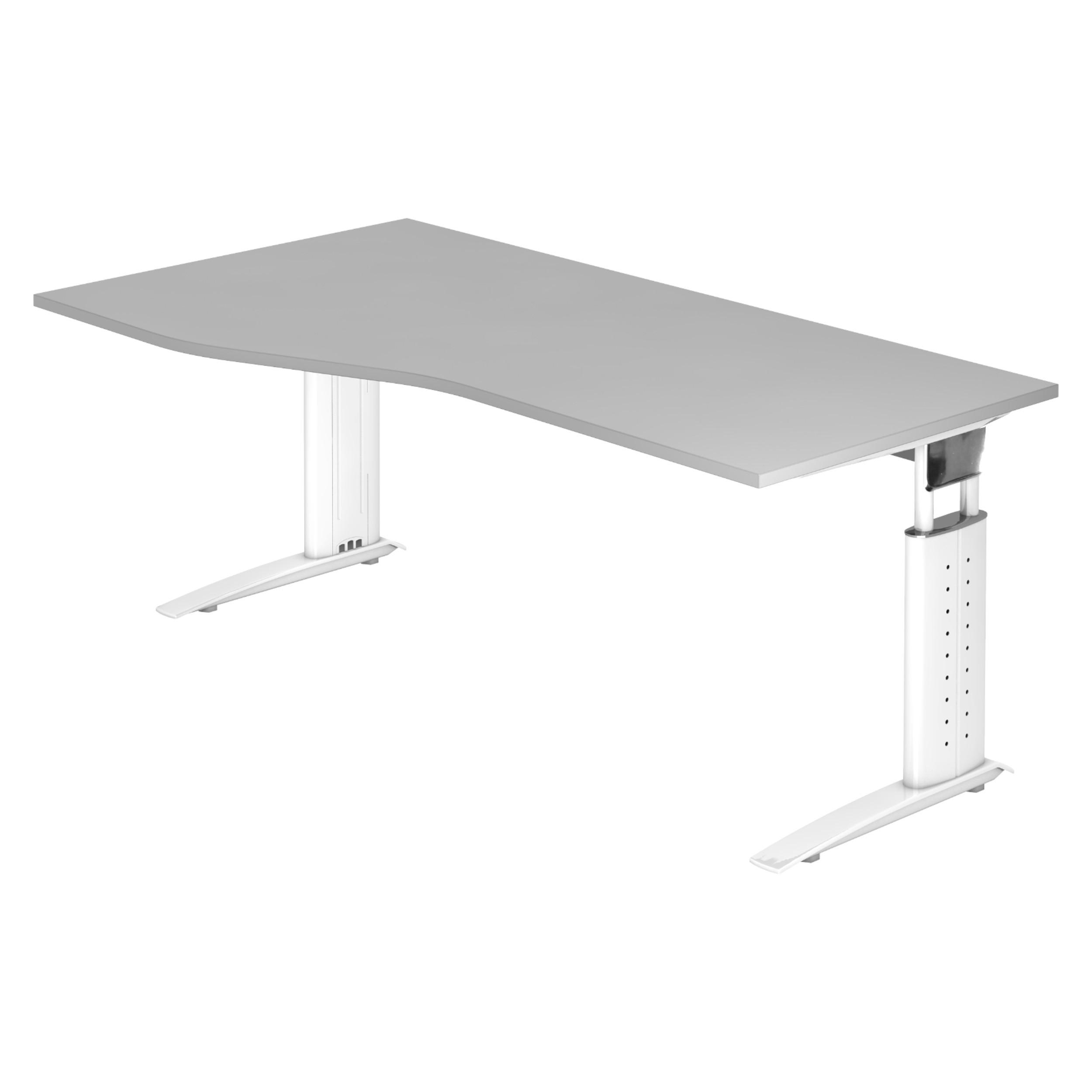 SCHREIBTISCH Serie-U 100/180/74 cm in Grau/Weiß - Weiß/Grau, Holzwerkstoff (100/180/74cm) - bümö