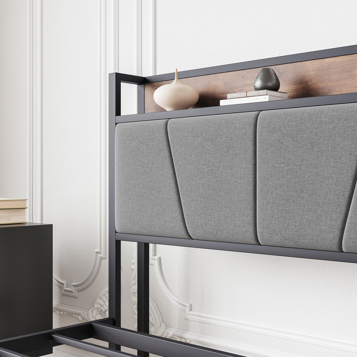 BETT 140/200 cm DE-35537 mit LED & USB-Ladestation Braun - Braun, Metall (140/200cm) - ComfortXL