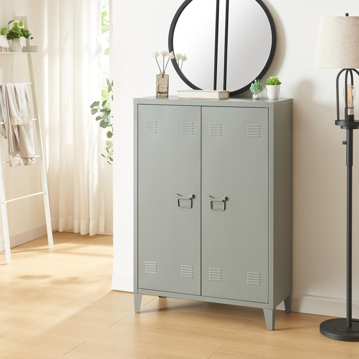 METALLSCHRANK Oripää - Dunkelgrau, Metall (75/110/33cm) - [en.casa]