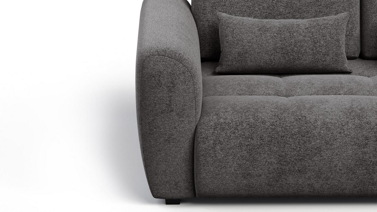 SOFA SORENO 3-Sitzer, dunkelgrau - Dunkelgrau/Schwarz, Holz/Textil (214/94/114cm) - Courtois Laville