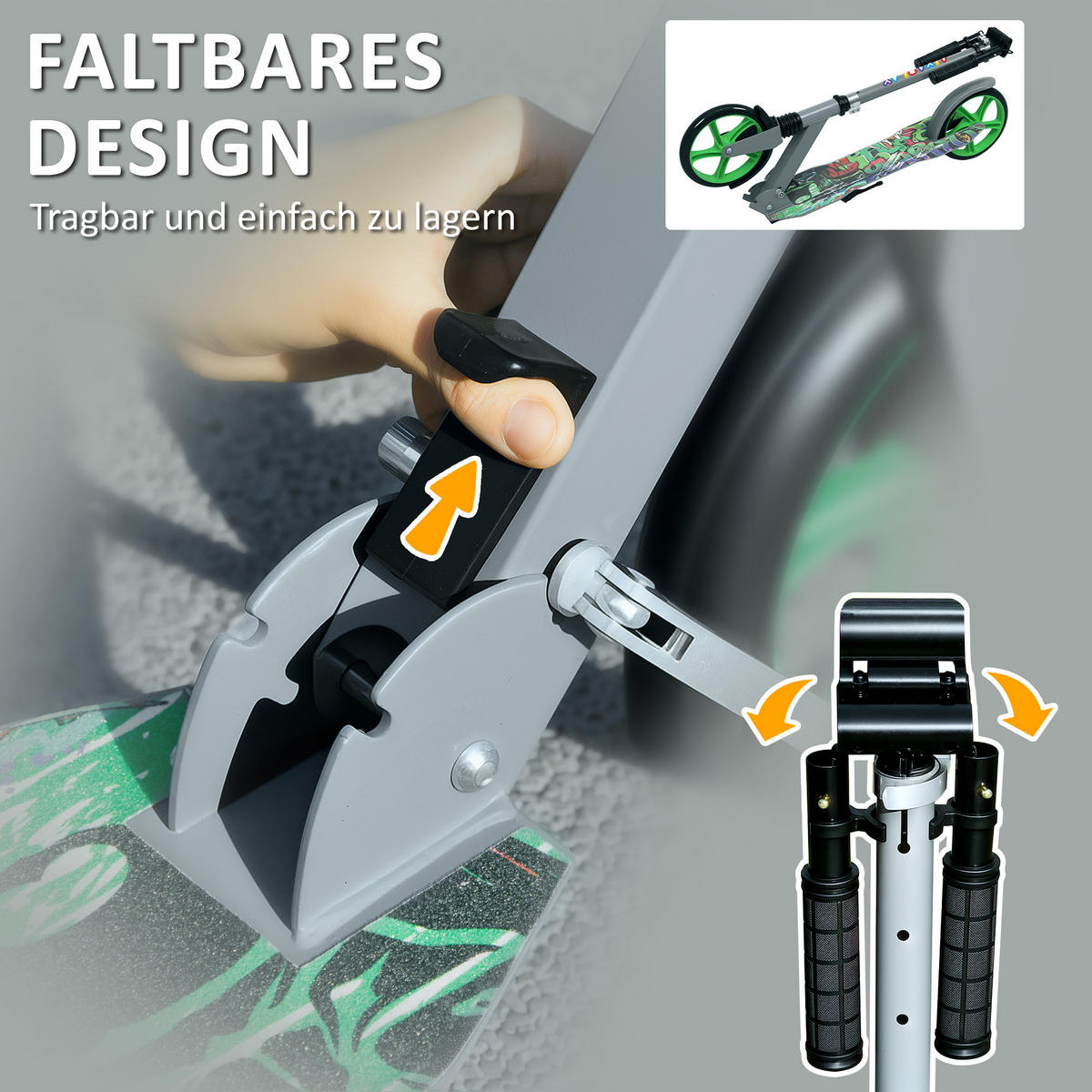 KINDERSCOOTER, Grün, Kunststoff, Metall - Grün, Kunststoff/Metall (94/38/103cm) - AIYAPLAY