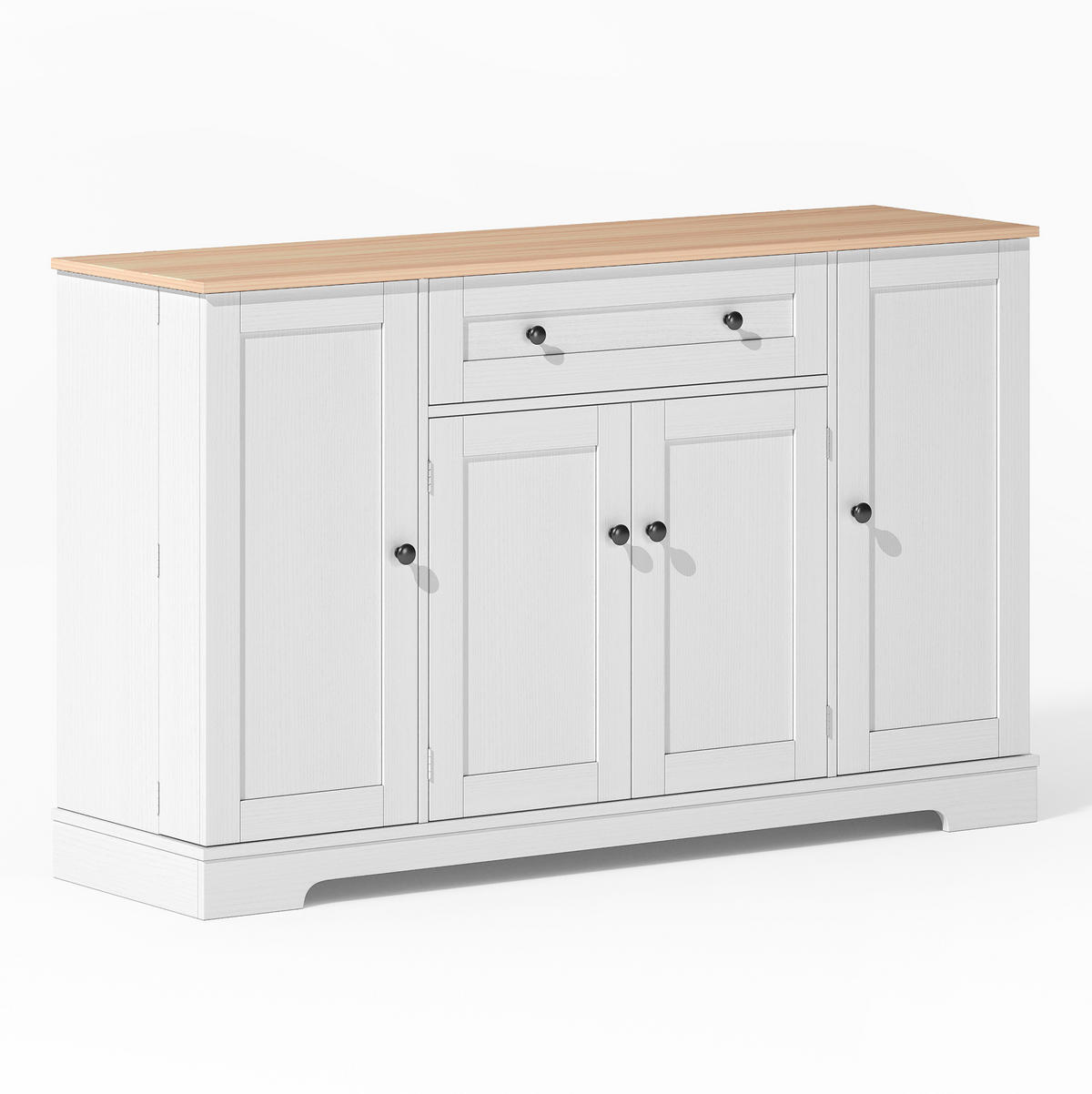 KOMODA, 138 cm, MDF natur/bijela, s ladicom i podesivim policama - prirodne boje, drvni materijal (138/85/40cm) - BEAOK