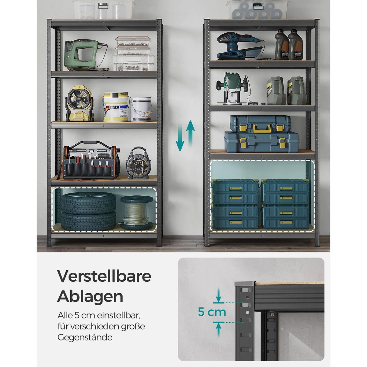 SCHWERLASTREGAL Lagos 2er-Set - Grau, Holzwerkstoff (100/200/50cm) - Hansiro