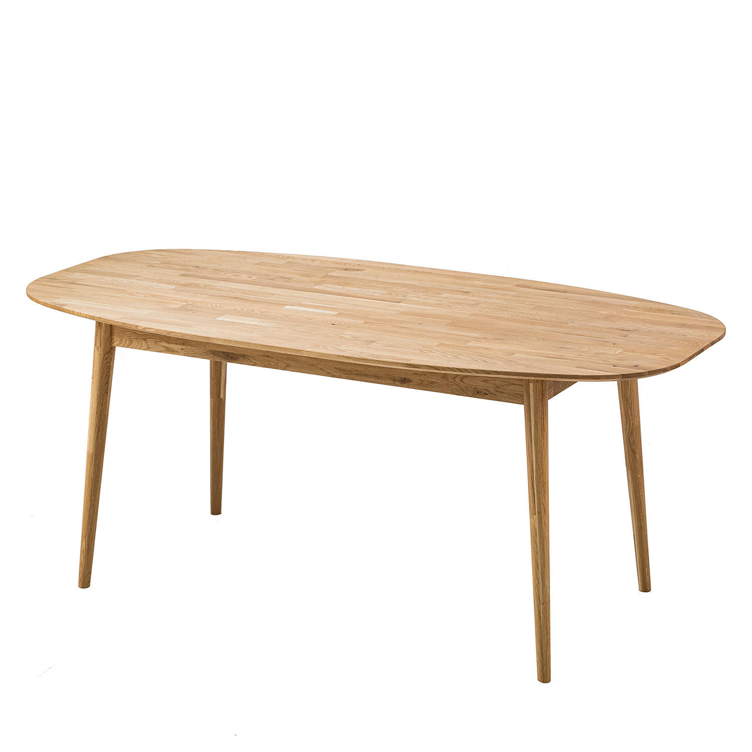 ESSTISCH - Eiche massiv, oval - Eichefarben, Holz (90/180/75cm) - home24