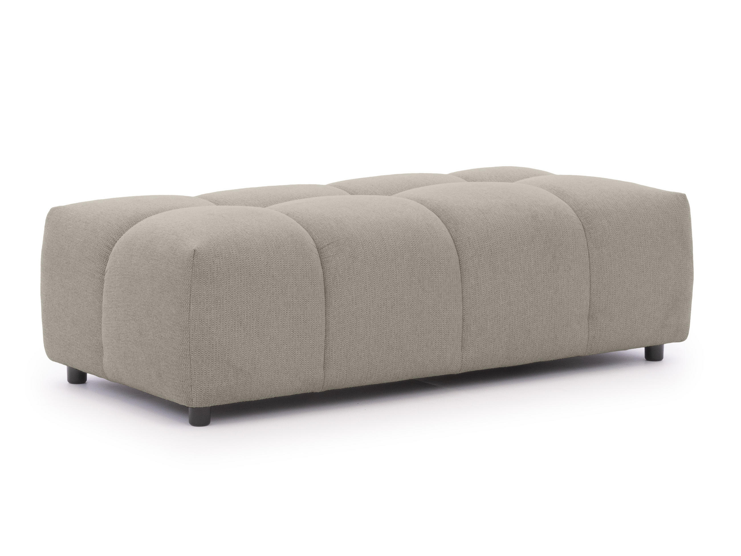 HOCKER Bubble mit Sitzfläche in Bubble-Optik aus weichem Taupe Strukturstoff mit schöner Sitzkomfort - Taupe/Schwarz, Holz/Kunststoff (147/42/74cm) - S-Style Möbel
