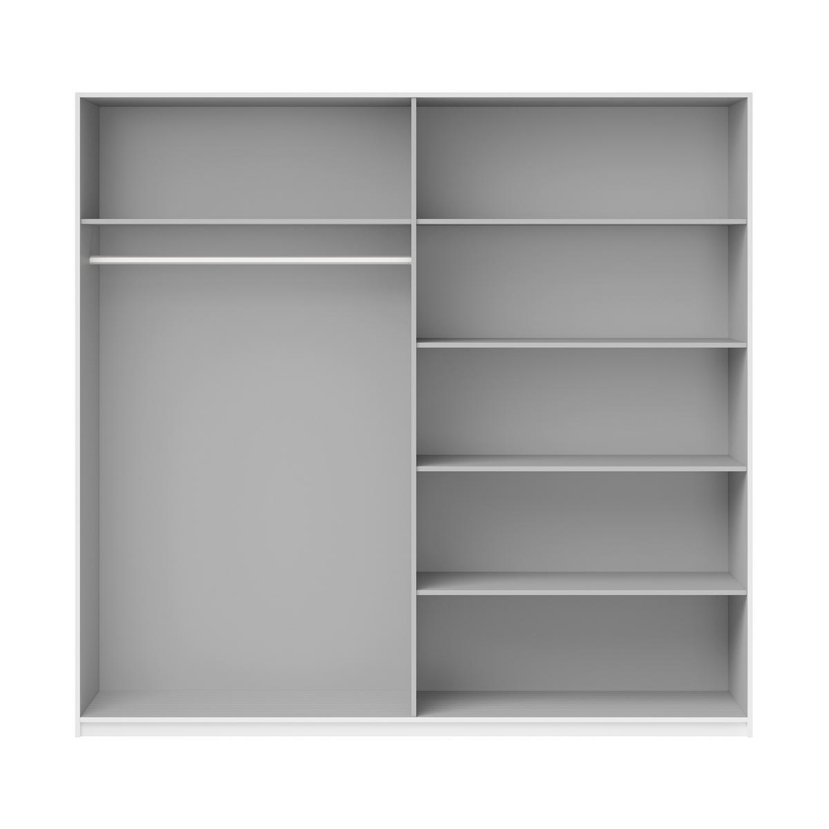 SCHWEBETÜRENSCHRANK BETTINA 200/210/61 cm 2-türig mit Spiegel Weiß - Weiß, Holzwerkstoff (200/210/61cm) - MASSENO