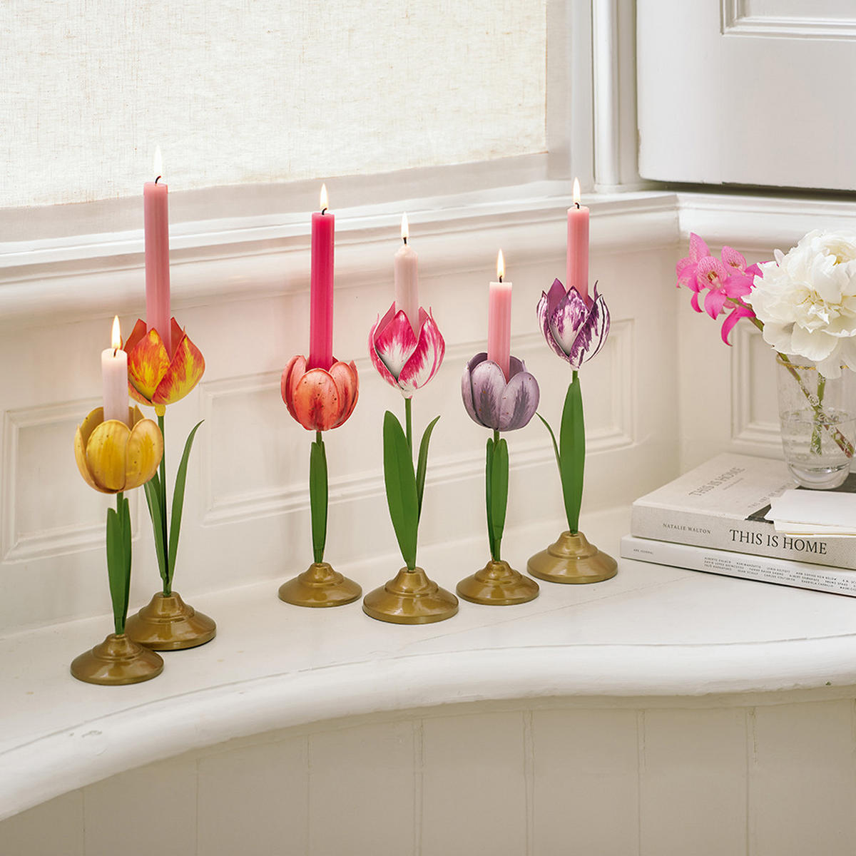 KERZENHALTER 2er-Set Tulpe s metal lilac - Flieder, Metall (7.5/21/7.5cm) - Pip Studio
