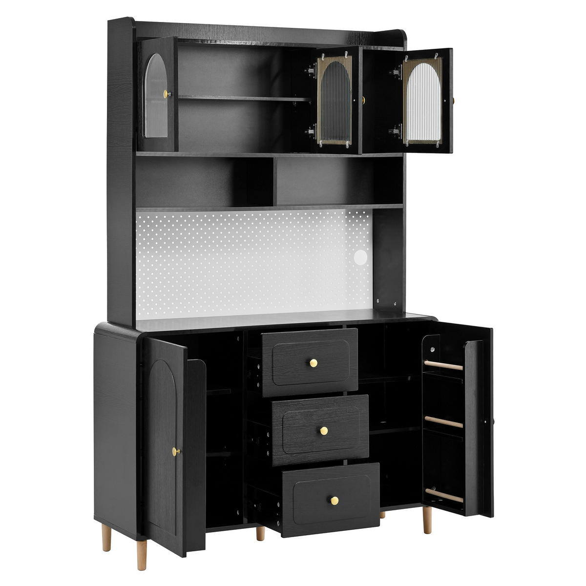 BUFFETSCHRANK Bar Schwarz 140/40/190 cm - Schwarz, Holz (120/190/40cm) - PANGIVO