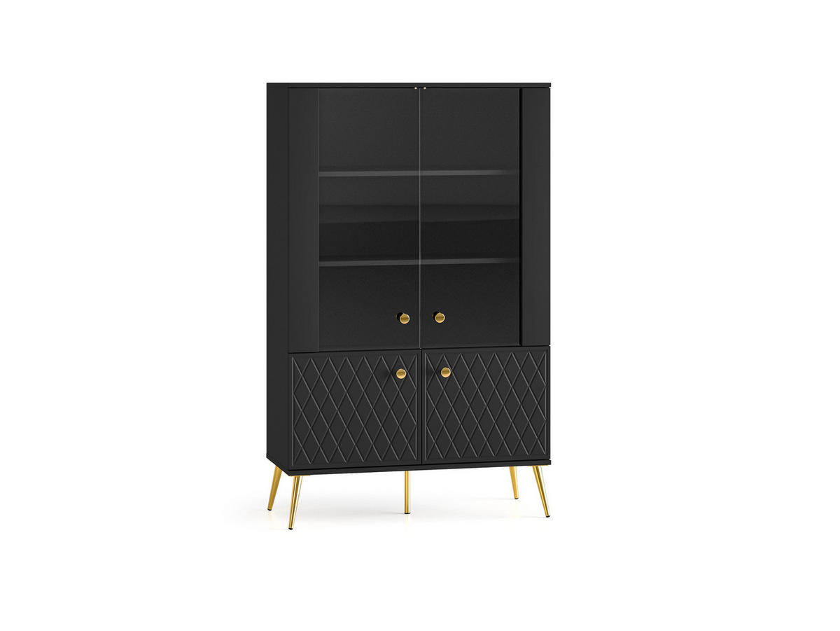 WOHNZIMMER Set 3-tlg. – Eljot – Schwarz - Schwarz, Holzwerkstoff (160/85/40cm) - hi-markt