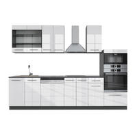 KÜCHENZEILE Fame-Line Weiß Hochglanz/Anthrazit 300 cm AP Anthrazit - Weiß Hochglanz/Anthrazit, Holzwerkstoff (300/81.6/60cm) - Vicco