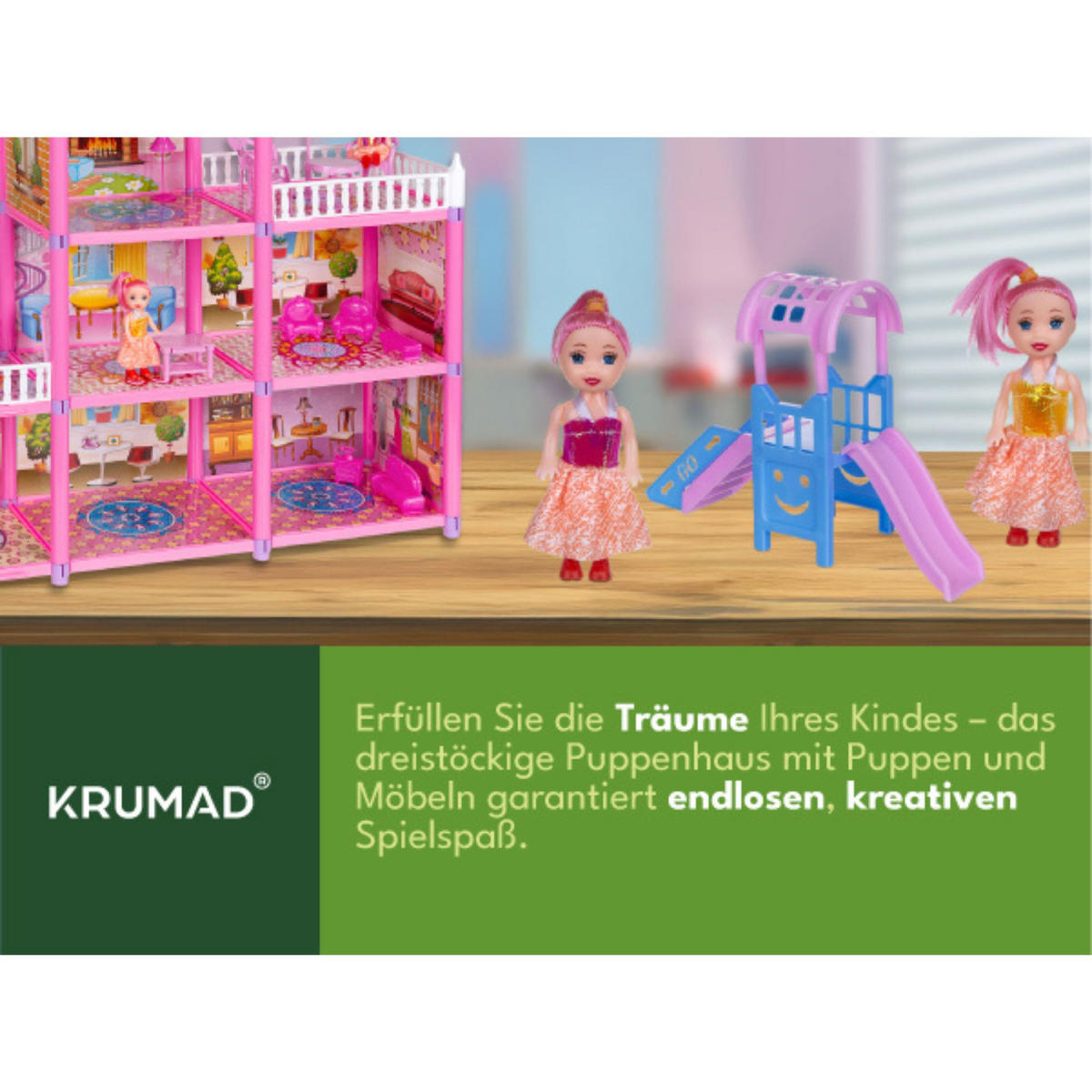PUPPENHAUS Spielhaus - Multicolor, Kunststoff (57/60/18cm) - KRUMAD