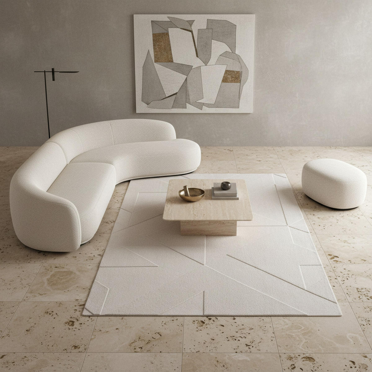 TEPPICH Waschbar Geometrisch Modern Schlafzimmer Strapazierfähig Creme 140x200 cm Flur – LAVAREDO - Beige, Textil (140/200cm) - KADIMA DESIGN