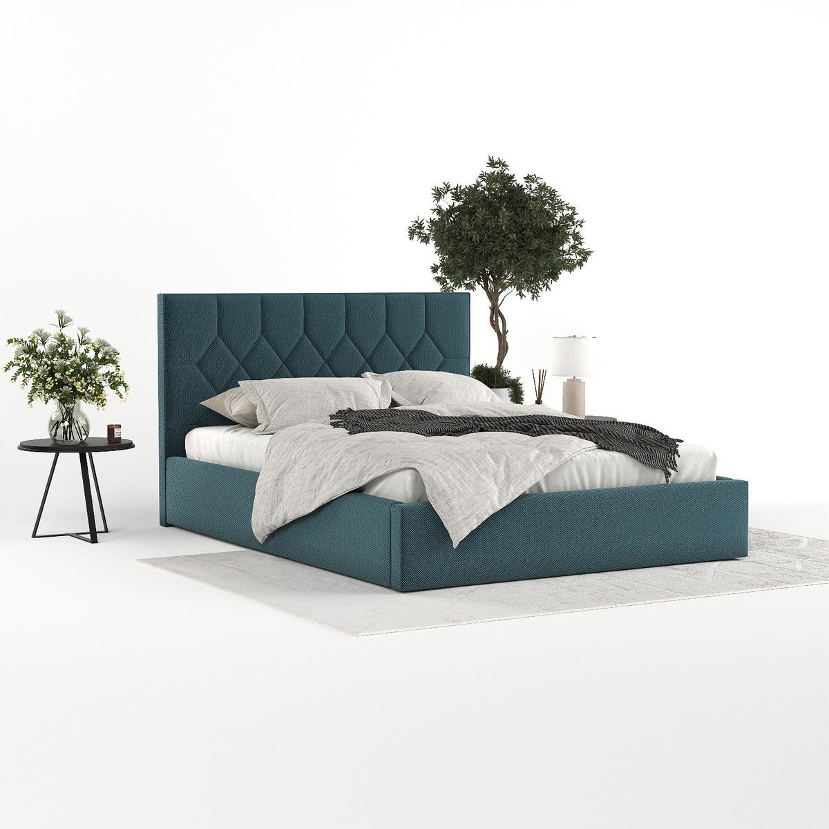 POLSTERBETT Brisa 140/200 cm Türkis im Inari Stoff - Türkis/Schwarz, Holz/Holzwerkstoff (140/200cm) - AltaBeds