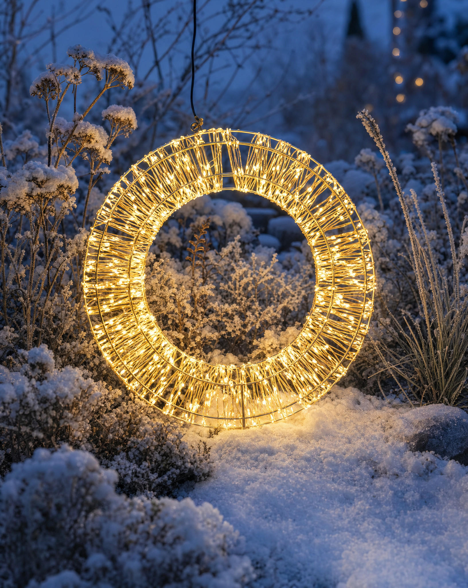 LED-LICHTKRANZ - gold mit 1000 Micro LEDs und Timerfunktion für Innen und Außen, 50cm Durchmesser - Goldfarben, Metall (5cm) - Northpoint