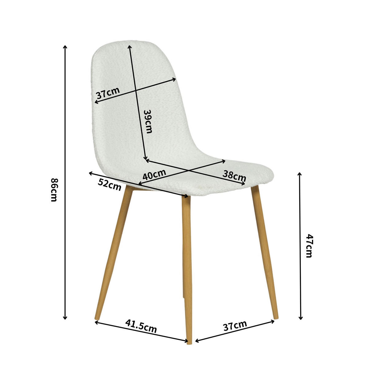 STUHL-SET 4 Stück in Eisen Webstoff Weiß - Eichefarben/Weiß, Holzwerkstoff/Textil (41/85/42cm) - Urban Meuble