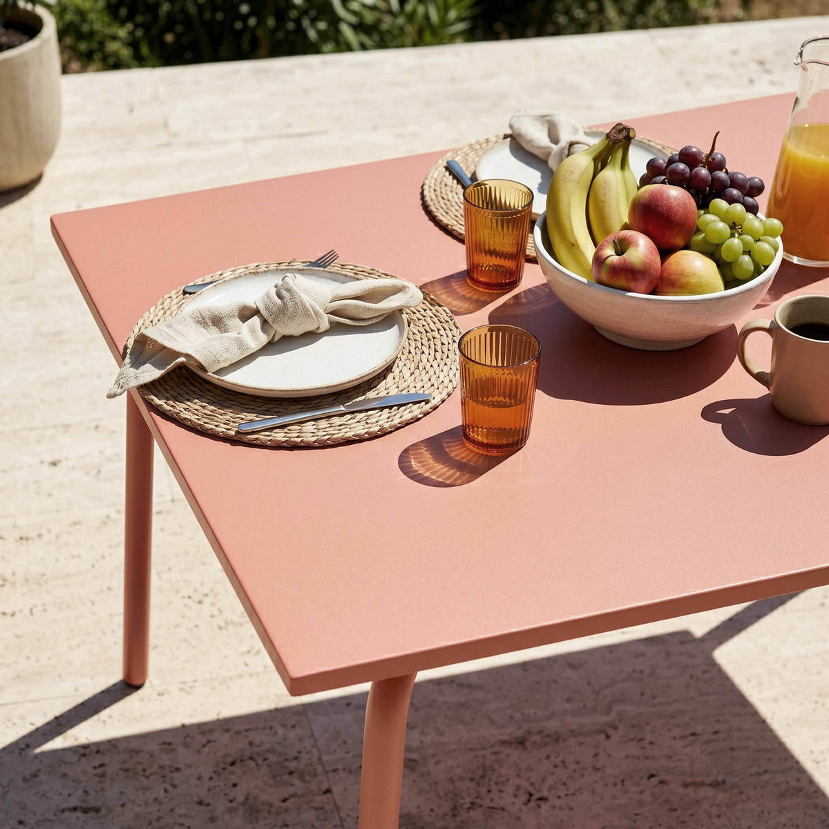 GARTENTISCH , Lehm - Pink, Metall (120/70/72cm) - Oviala