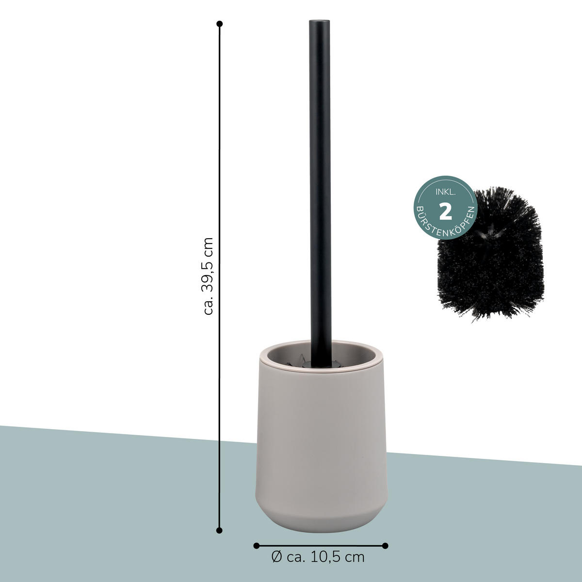 WC-GARNITUR TESERO, Kunststoff, taupe - Taupe, Kunststoff (10.5/39.5/10.5cm) - eluno