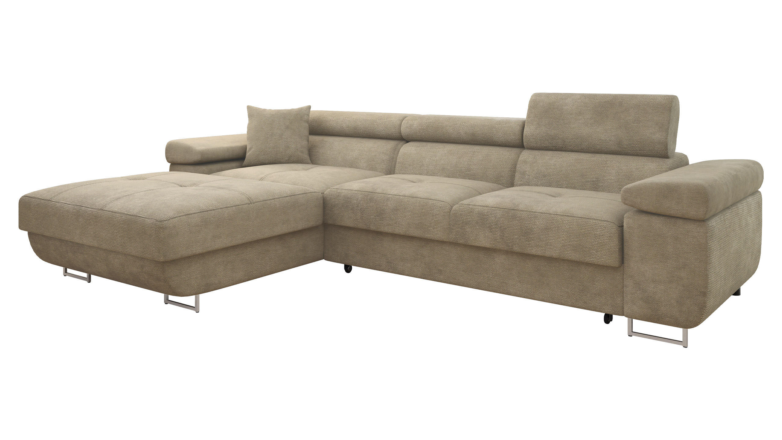 ECKSOFA Torezio Mini, Seite: Links - Sandfarben, Holz/Textil (280/170cm) - MIRJAN24