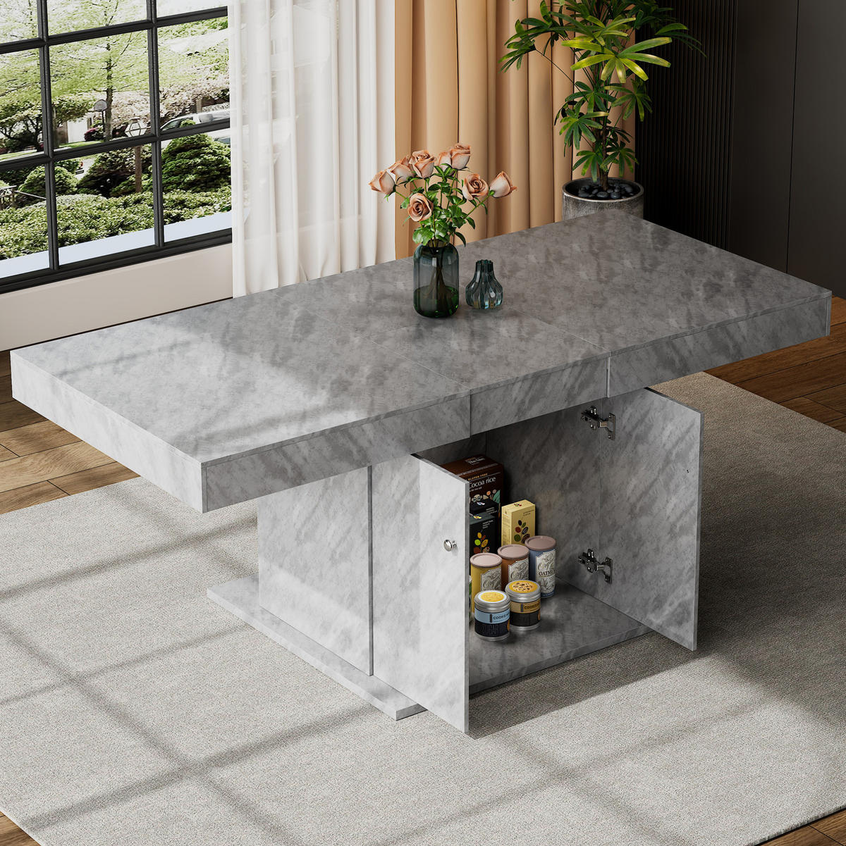 ESSTISCH 140-180/76/80 cm Grau aus Spanplatte mit Ausziehfunktion - Grau, Holzwerkstoff (180/80/76cm) - OKMYHOME