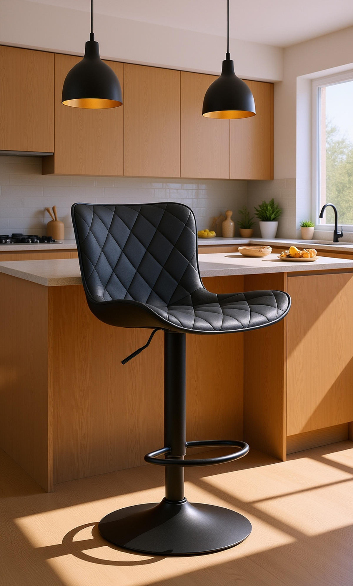 BARHOCKER Emil Samt schwarz - Schwarz, Textil/Metall (48/107/54cm) - TPFLiving