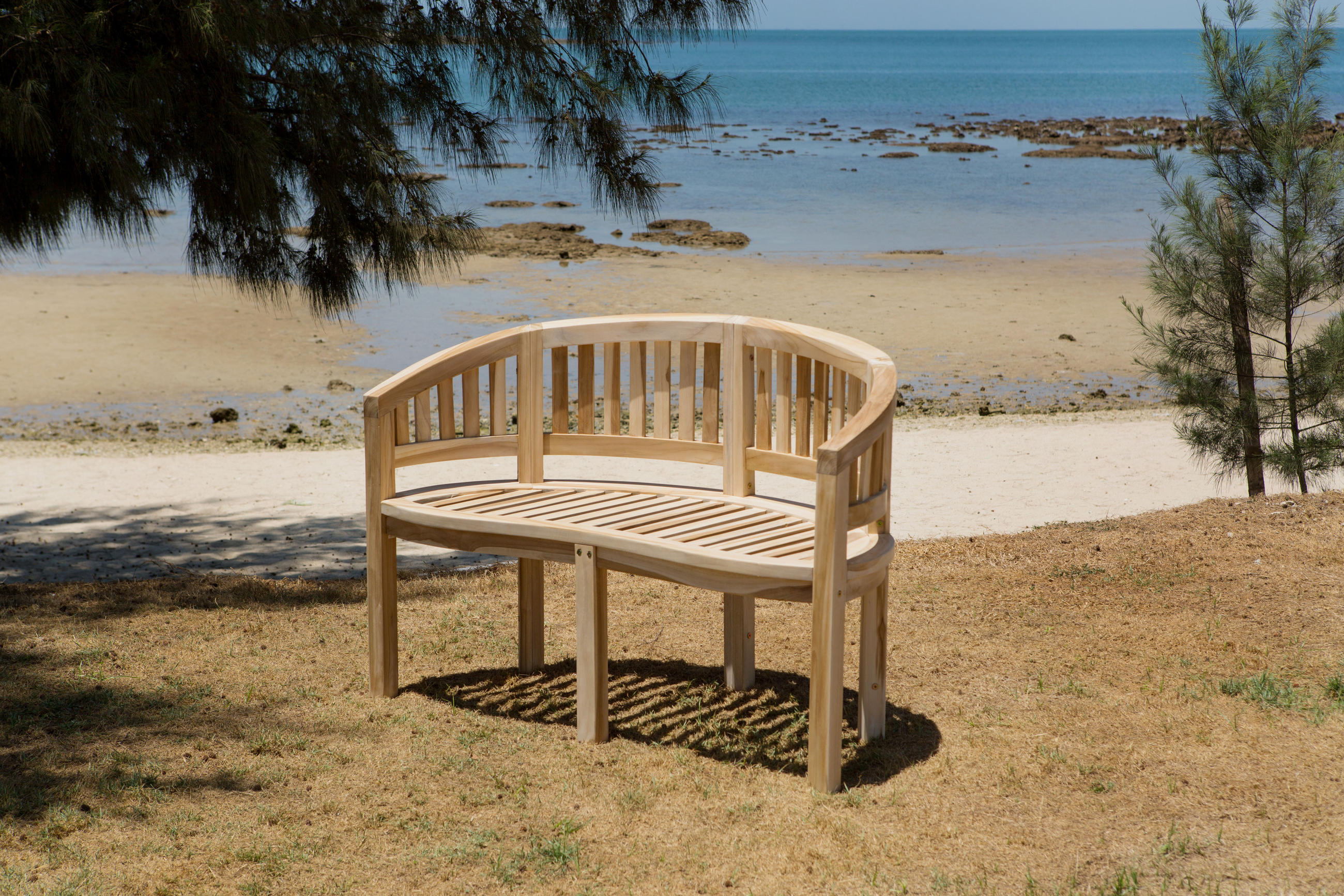 GARTENSITZBANK Teaka 2-sitzer in Bananenform, 150 cm,Teakholz - Naturfarben, Holz (150/87/61cm) - TPFGarden