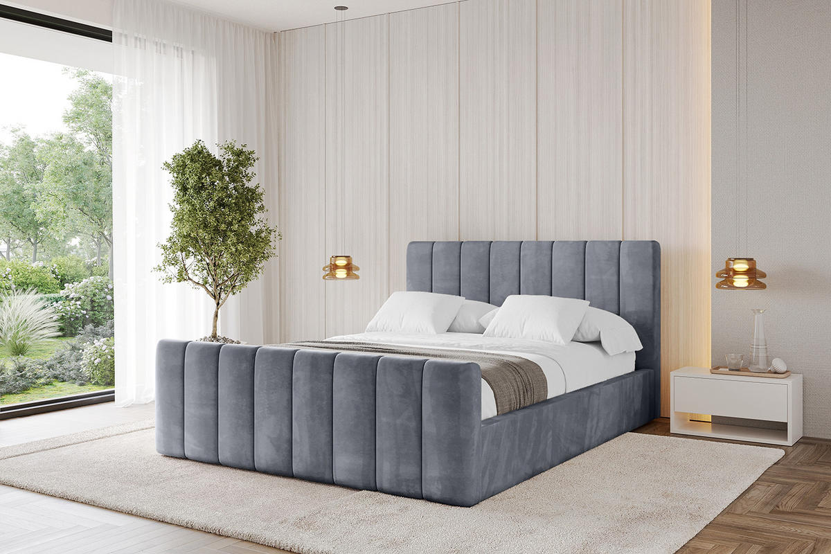 POLSTERBETT mit Bettkasten, Fußteil und Lattenrost, Boxbett ohne Matratze - STERA-Z 180x200 Grau - Grau, Holzwerkstoff/Textil (180/200cm) - ALTDECOR