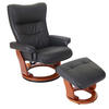 RELAXSESSEL MIT HOCKER Schwarz - Schwarz, Leder (83/104/83cm) - MCA