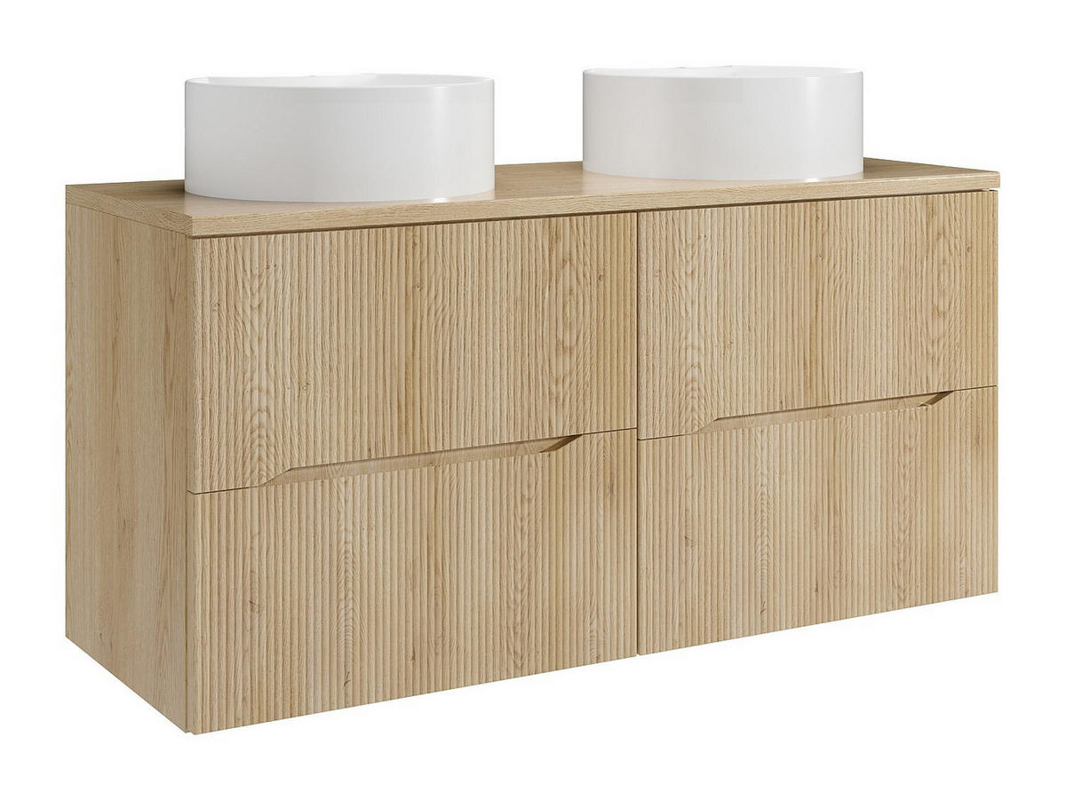 DOPPELWASCHTISCH - 120 cm x 46 cm - Holz, Platte - Naturfarben Hell - ORISO - Naturfarben, Holz (120/57/46cm) - Vente-Unique