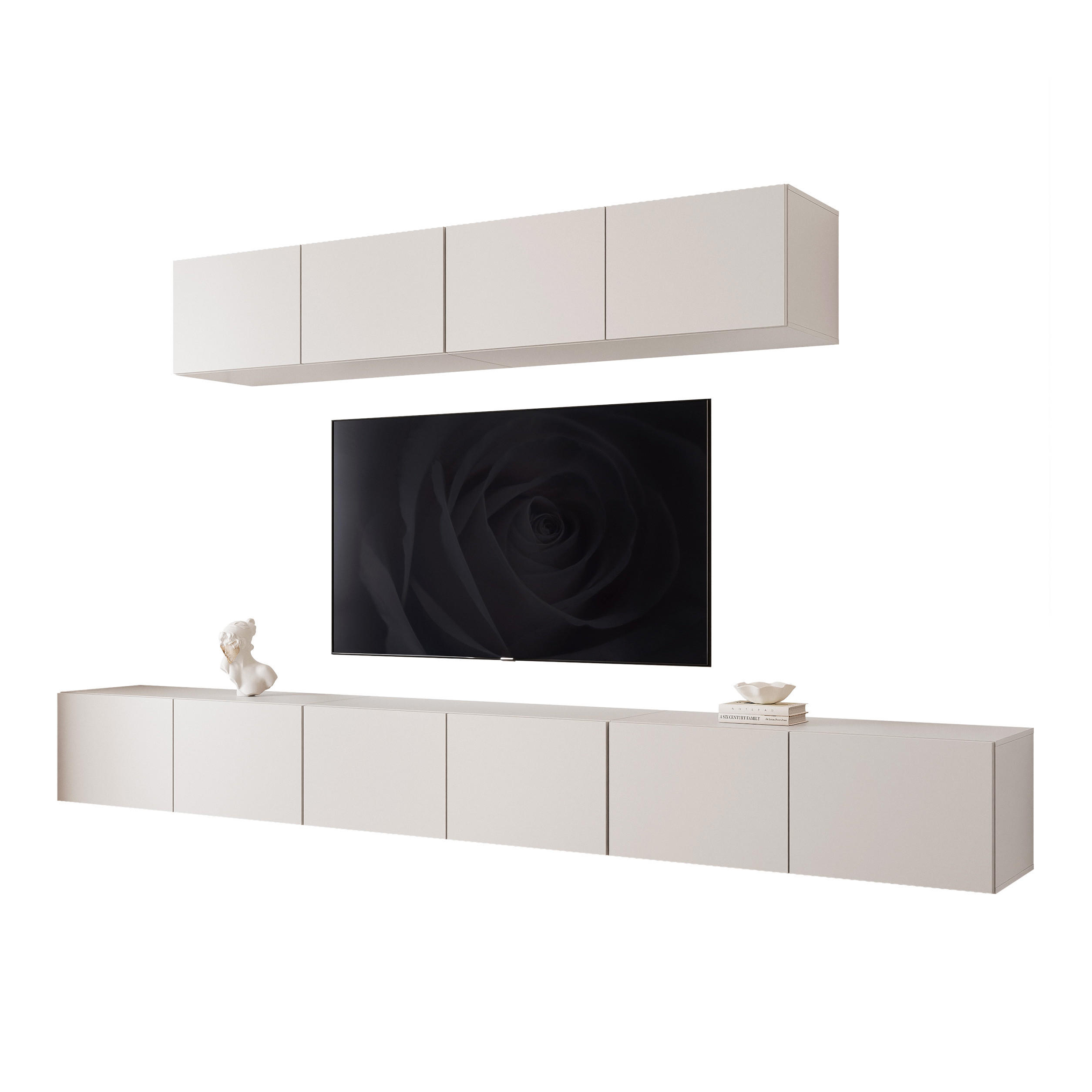 WOHNWAND ANGEL III Kaschmir hängend mit LED-Beleuchtung 300 cm - Kaschmir, Holzwerkstoff (300/36/40cm) - Idohome