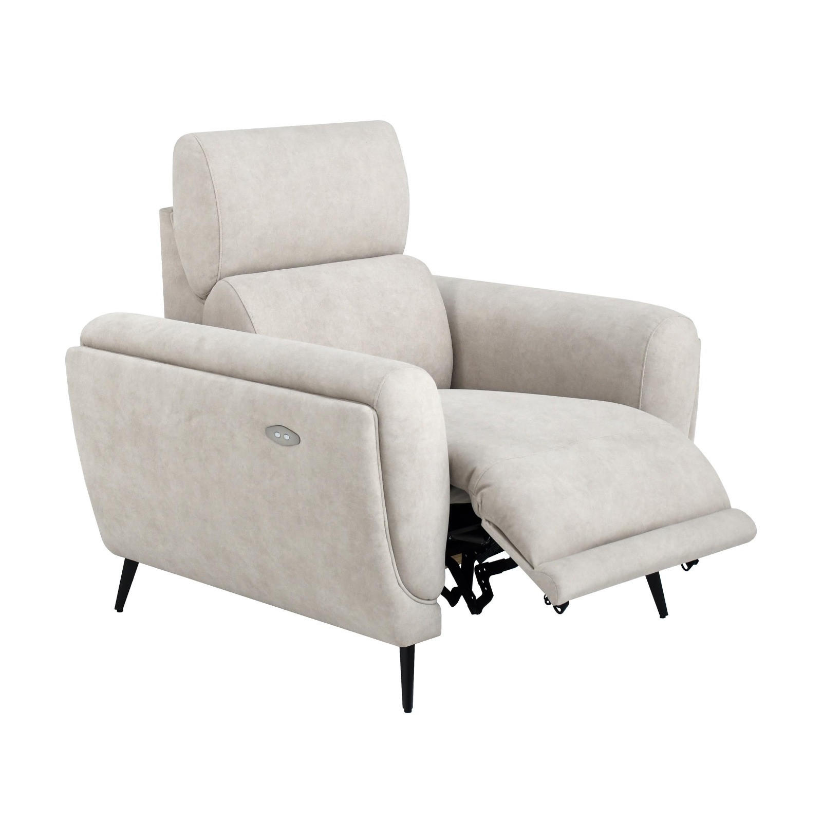 RELAXSESSEL Comfort, mit elektrischer Verstellung und verstellbarer Kopfstütze, Beige - Beige/Schwarz, Textil (103/97/102cm) - Beautysofa