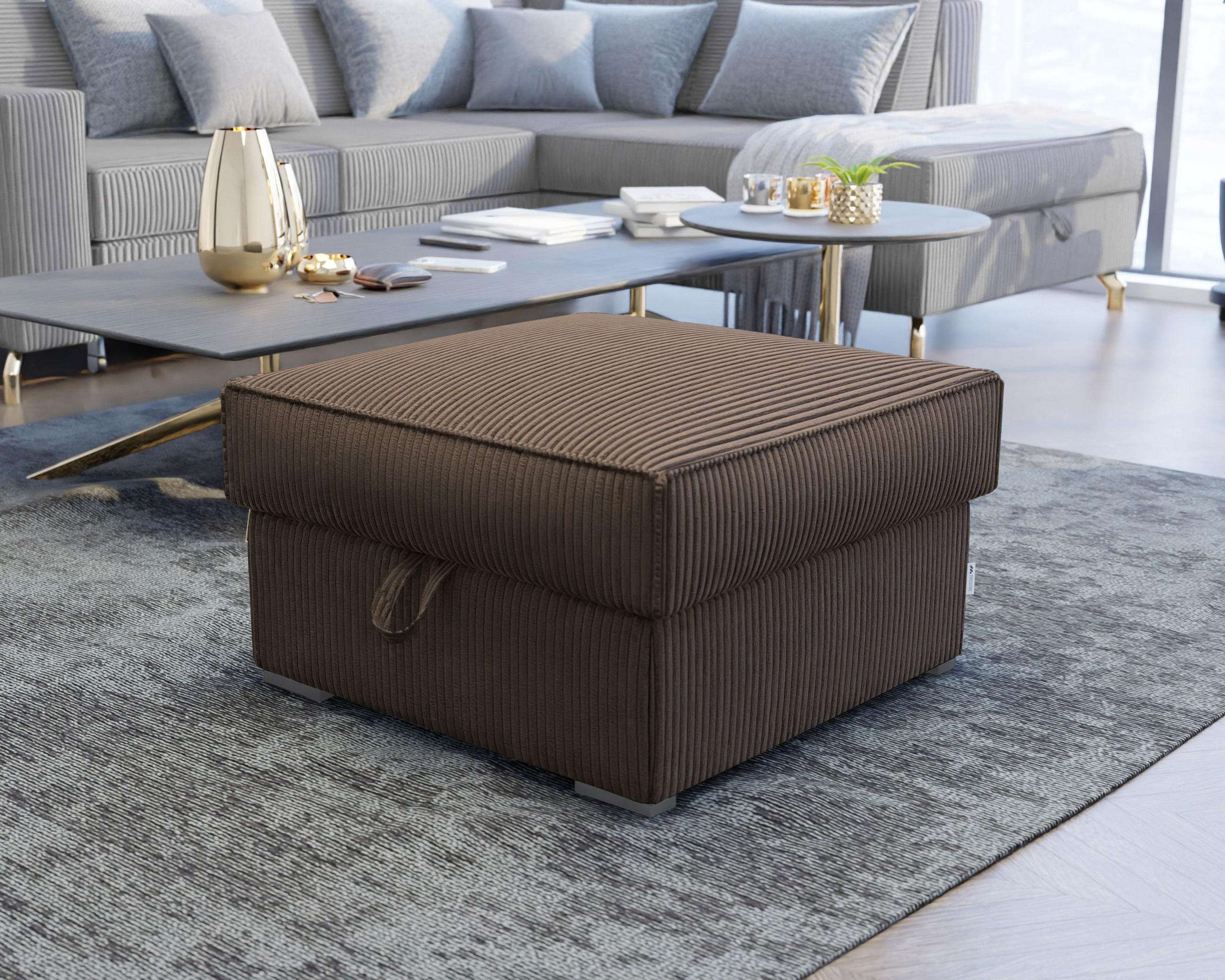 POUF FERA Braun 65x65 cm - Braun, Textil (65/38/65cm) - MASSENO